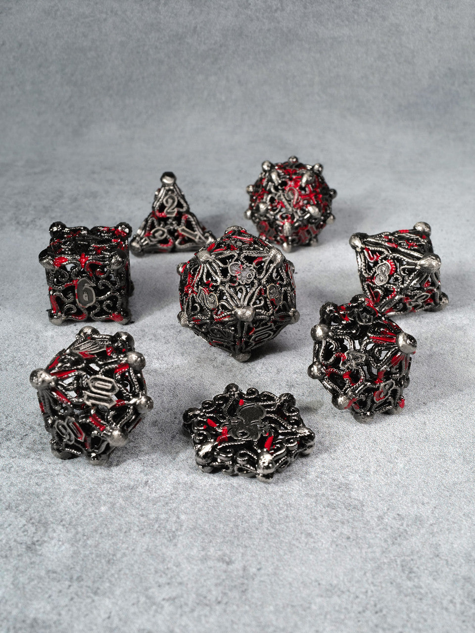 Kraken's Cabal Bloody Steel 8 piece Metal Dice Set